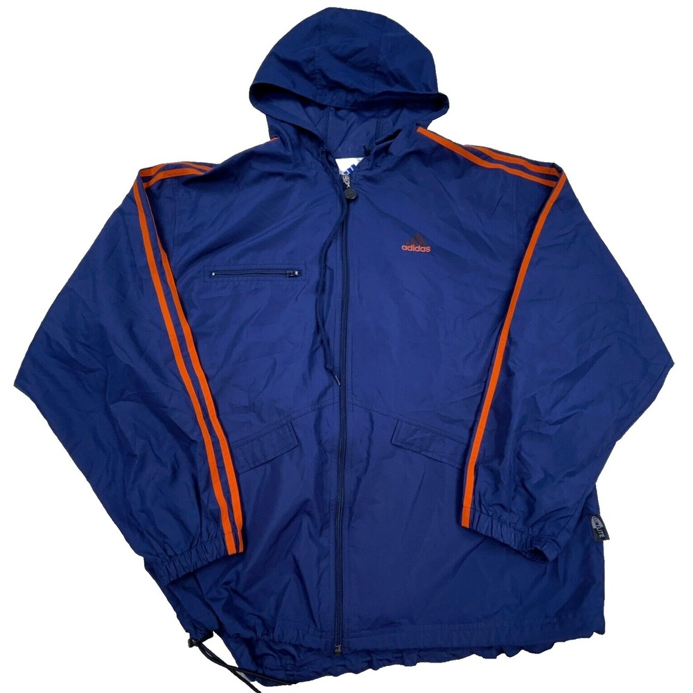 Vintage Adidas Jacket Men Large Blue Orange Windbreaker Jacket Track Suit Y2K